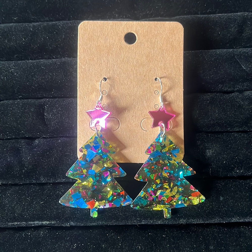 Sterling Silver Post Christmas Tree Earrings